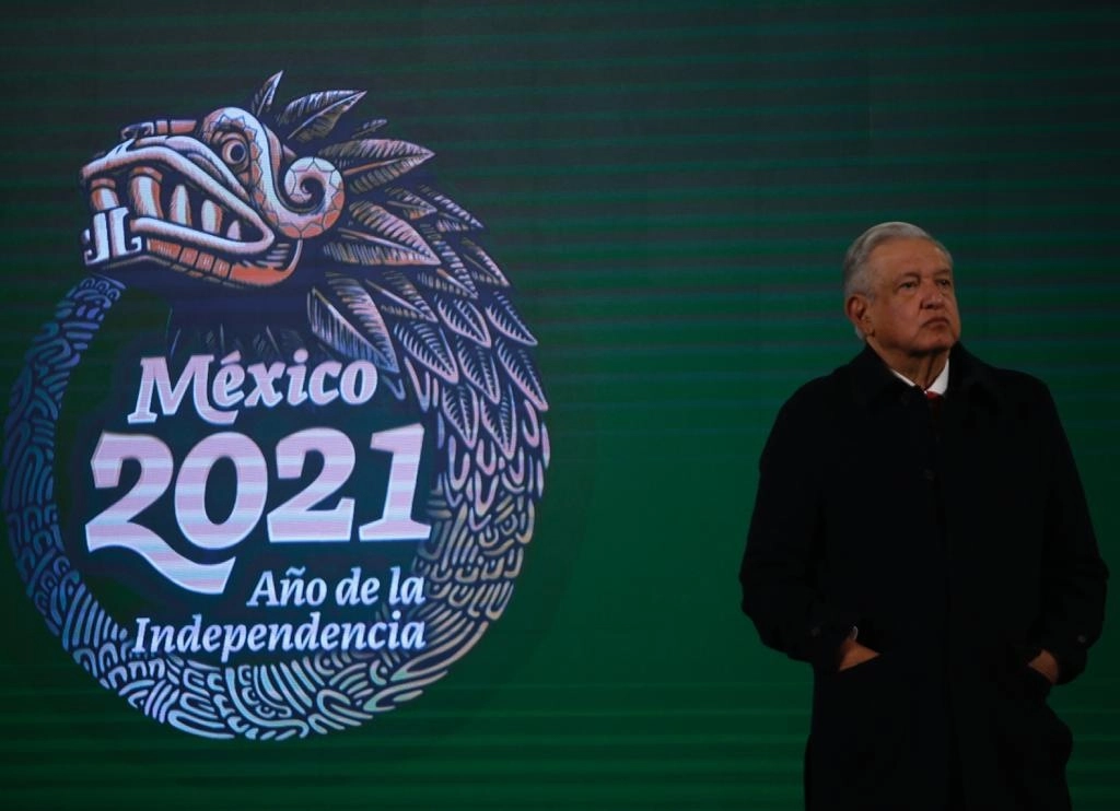 El presidente Andrés Manuel López Obrador durante la conferencia de prensa matutina en Palacio Nacional, el 30 de diciembre de 2021. Foto Guillermo Sologuren