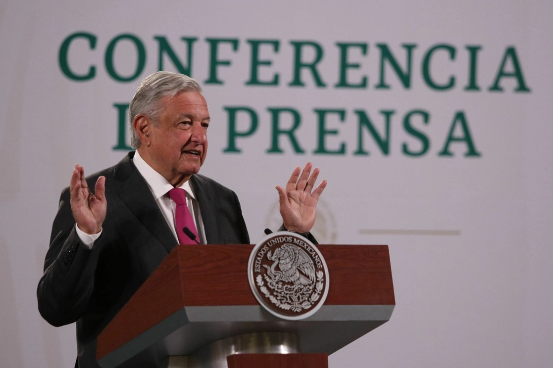 El presidente Andrés Manuel López Obrador durante la conferencia de prensa matutina en Palacio Nacional, el 25 de febrero de 2021. Foto Cuartoscuro