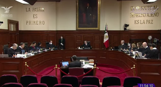Durante la sesión de este jueves de la SCJN. Imagen tomada de la transmisión en vivo