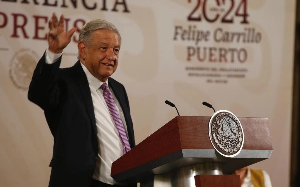 El presidente Andrés Manuel López Obrador durante su conferencia matutina desde Palacio Nacional, en la Ciudad de México, el 18 de abril de 2024. Foto José Antonio López