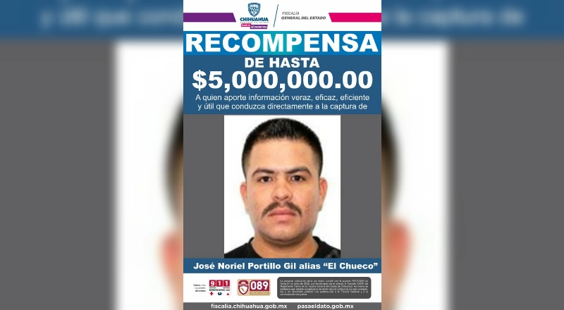 'El Chueco' es señalado de pertenecer al grupo criminal de 'Los Salazar', que forma parte del cártel de Sinaloa. Foto tomada de Twitter @Fiscalia_Chih