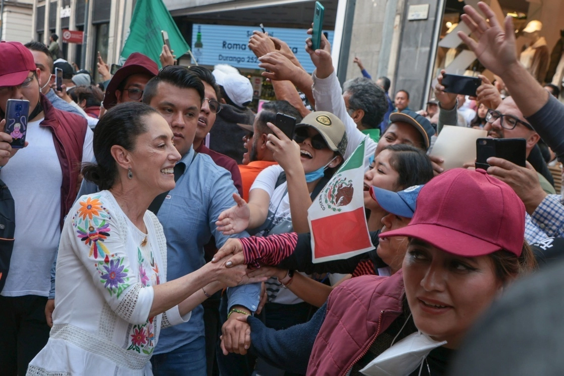 La jefa del Gobierno capitalino, Claudia Sheinbaum, durante la marcha convocada por el presidente Andrés Manuel López Obrador, el 27 de noviembre de 2022. Foto ‘La Jornada’