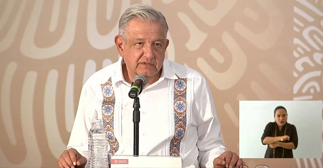 El presidente durante la presentación del plan de apoyo a la población afectada por el huracán Agatha en Oaxaca.