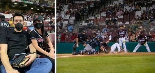 Aspectos del partido entre Tomateros de Culiacán y Algodoneros de Guasave, donde ya se permitió el ingreso al estadio. Foto @Liga_Arco