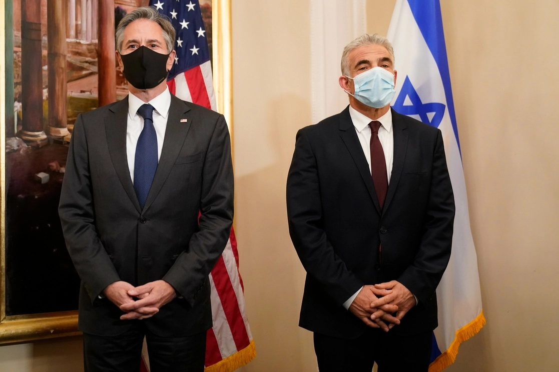 En Roma, Italia. se reúne el secretario de Estado de EU, Antony Blinken, con el Ministro de Relaciones Exteriores de Israel, Yair Lapid. Foto Ap