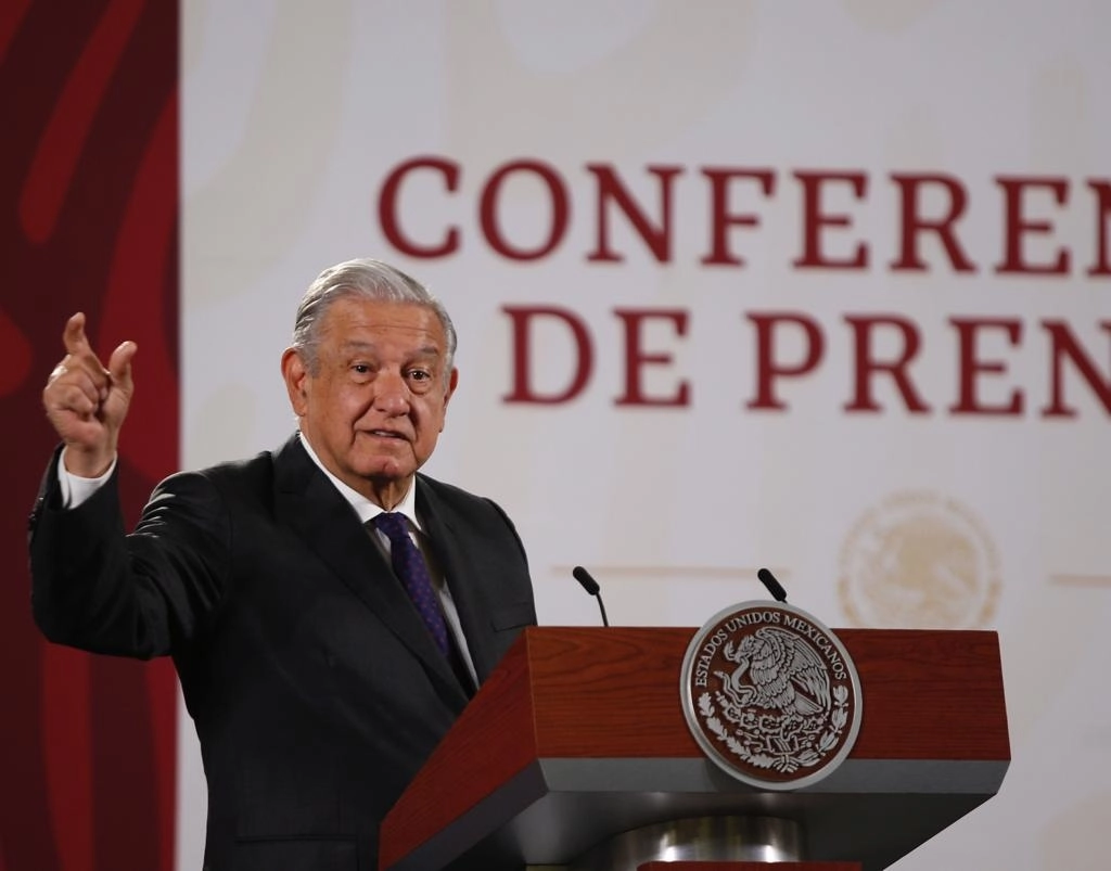 El presidente Andrés Manuel López Obrador, en la conferencia matutina del 16 de marzo de 2022. Foto Guillermo Sologuren