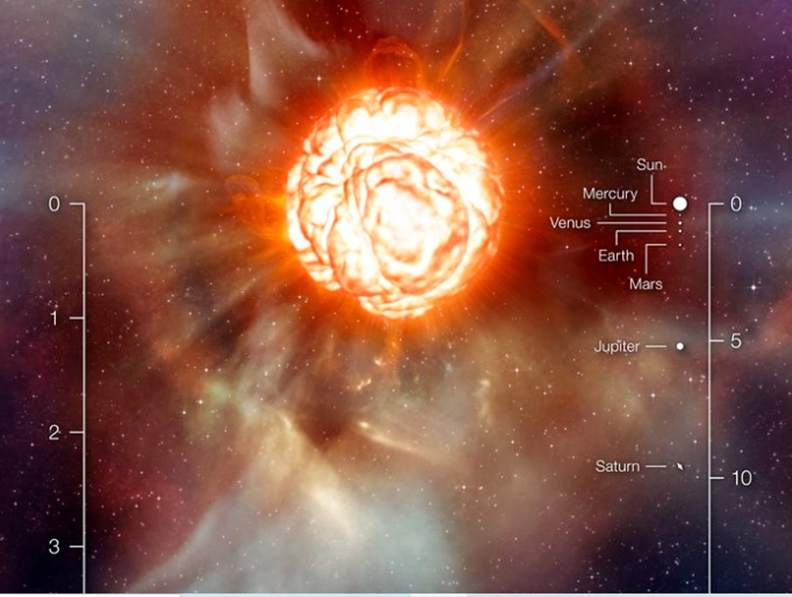 La estrella Betelgeuse se encuentra a 720 años luz de la Tierra. Imagen cortesía UNAM