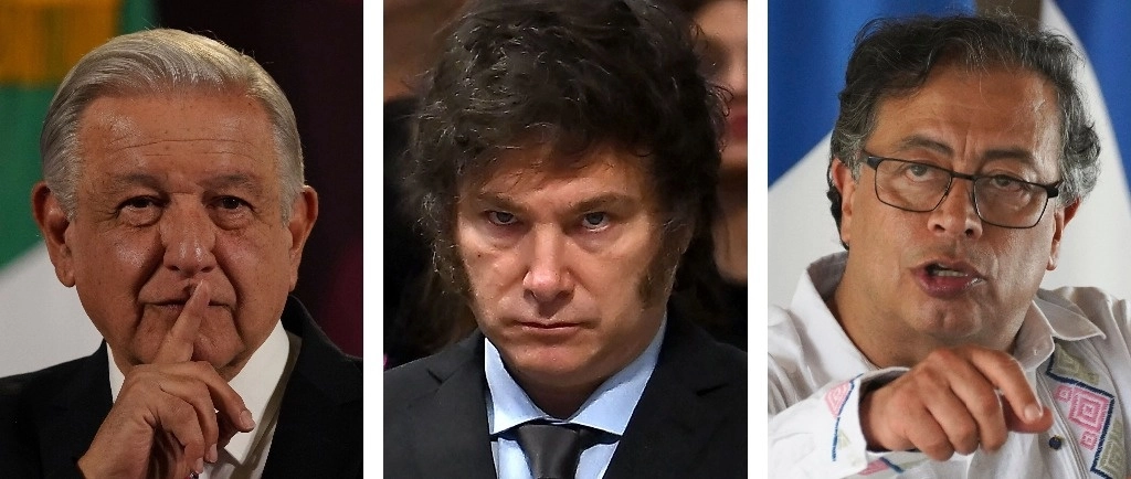 Andrés Manuel López Obrador y Gustavo Petro (en la imagen de la derecha) han sido blanco de agresión verbal del argentino Javier Milei. Foto Ap y Afp