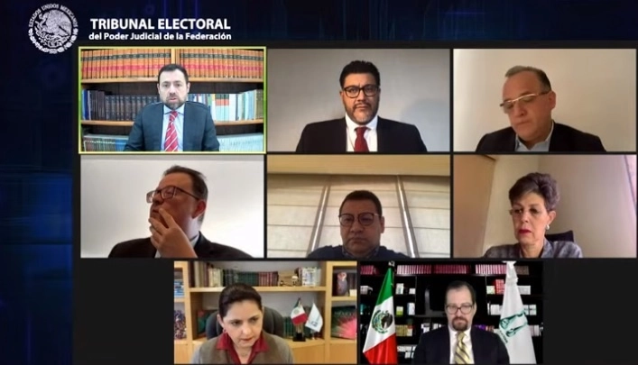 Los magistrados durante la sesión de este lunes 1 de noviembre. Imagen tomada de la transmisión en vivo a través del canal de Youtube del Tribunal Electoral TEPJF