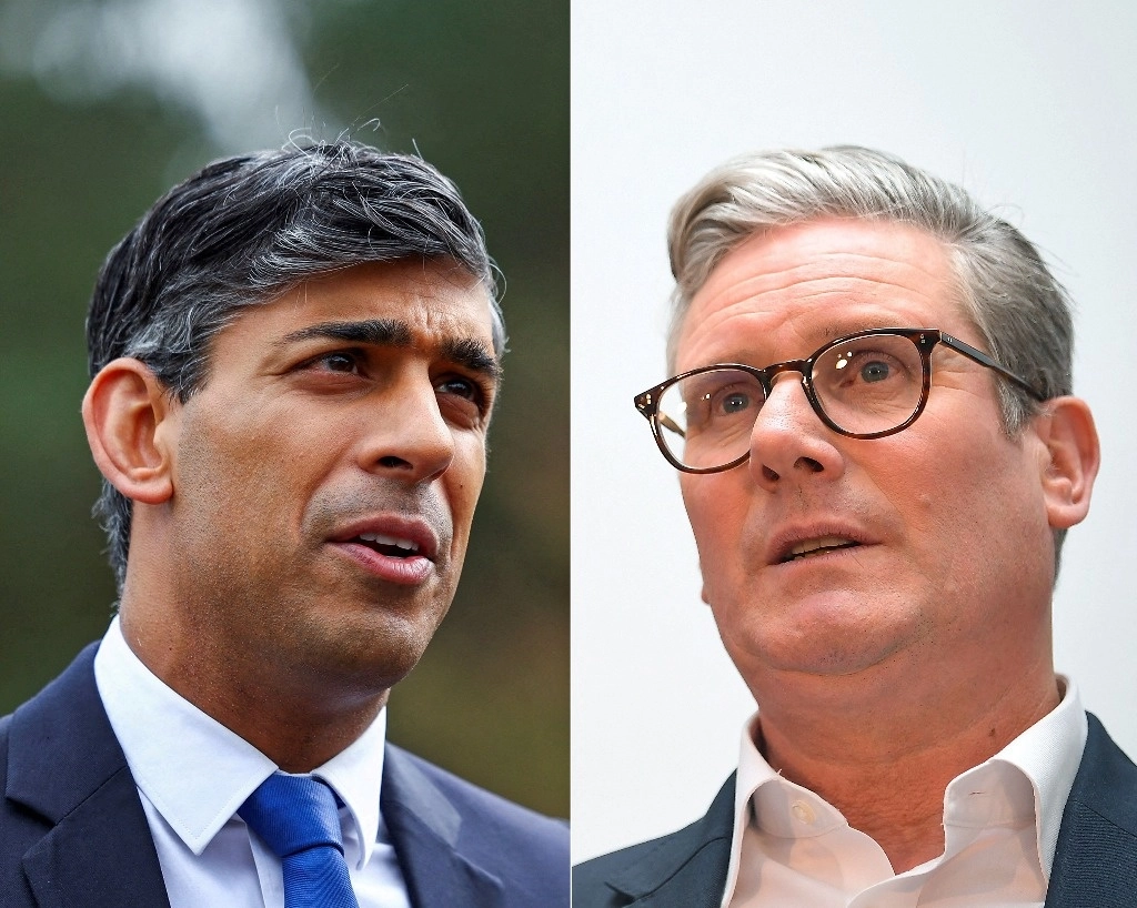 El primer ministro conservador Rishi Sunak espera mejorar las sombrías perspectivas de su partido y Keir Starmer, del Partido Laborista, busca consolidar su estatus. Foto Afp / Archivo