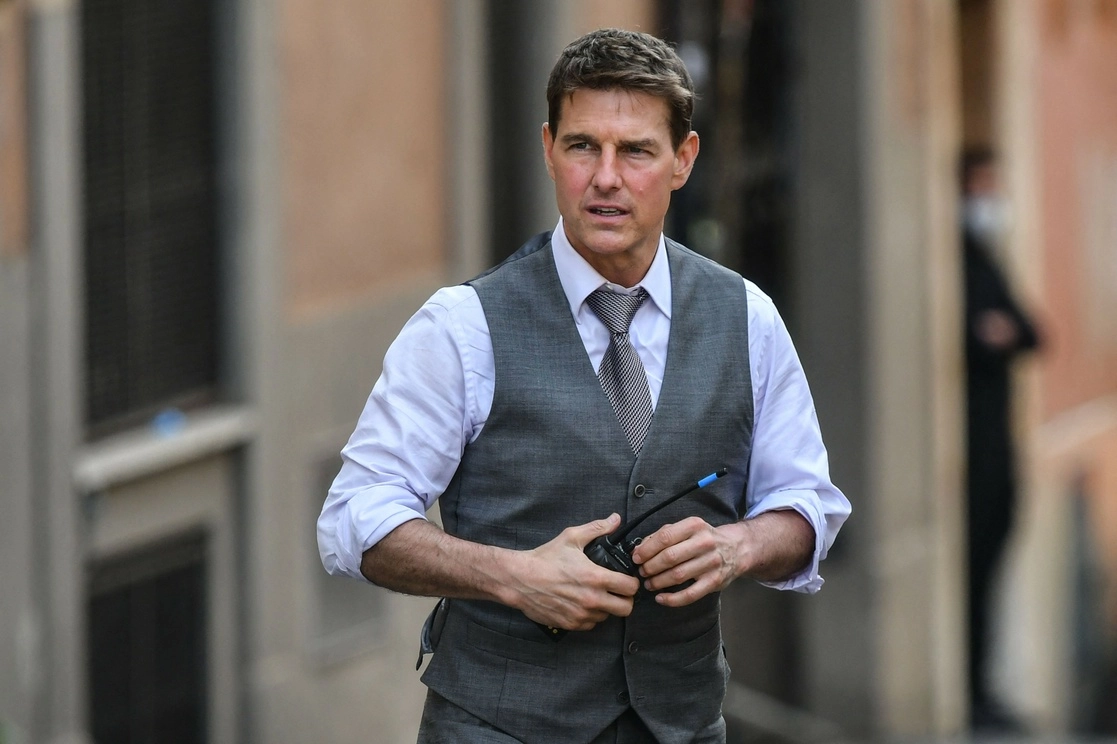 El actor estadounidense Tom Cruise durante el rodaje de 'Misión Imposible: Lybra' en Roma. Foto Afp
