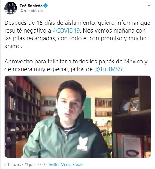 Imagen tomada de la cuenta de Twitter @zoerobledo
