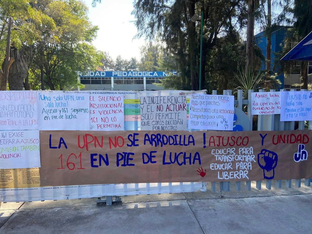 El paro en la UPN,  del plantel Ajusco, cumplió 26; los estudiantes piden la destitución de la rectora y otros funcionarios. Foto 