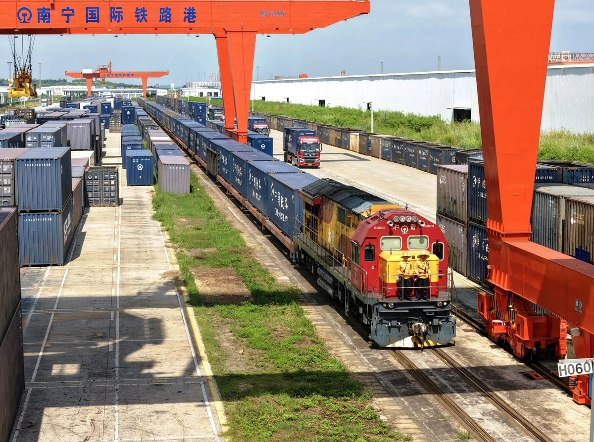 Tren de carga en una provincia china. Foto