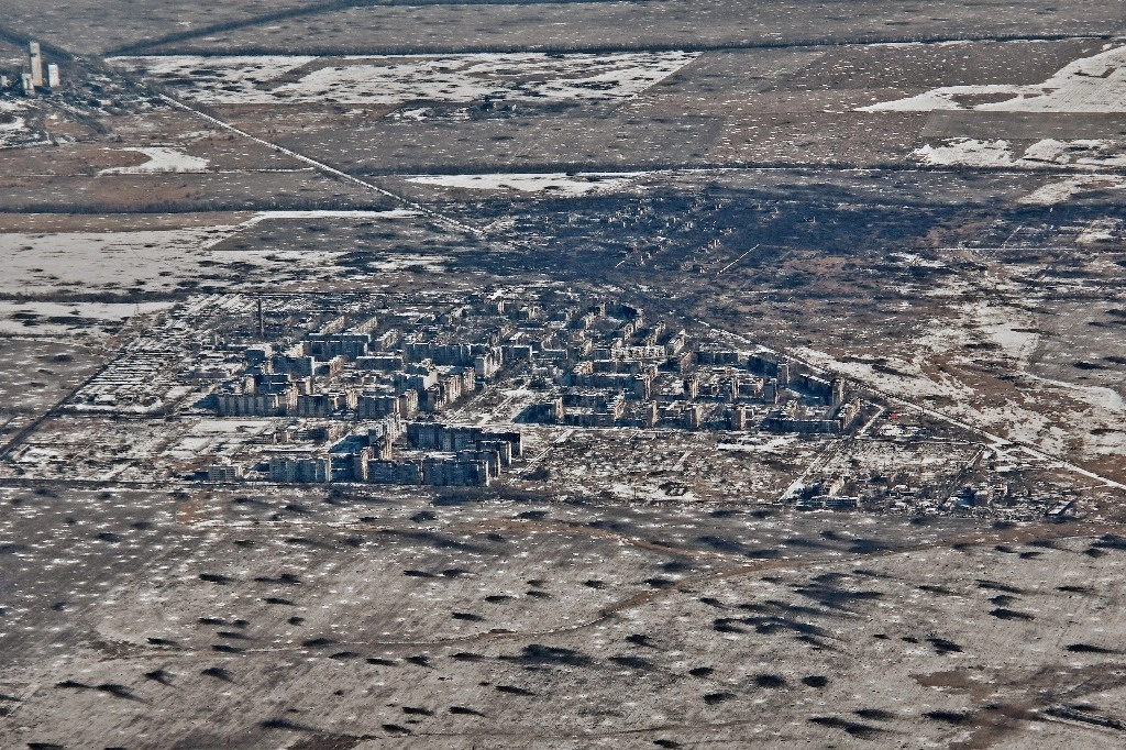 Vista aérea de Vuhledar, ciudad ucrania en la región de Donietsk que fue capturada por el ejército ruso. Foto Ap