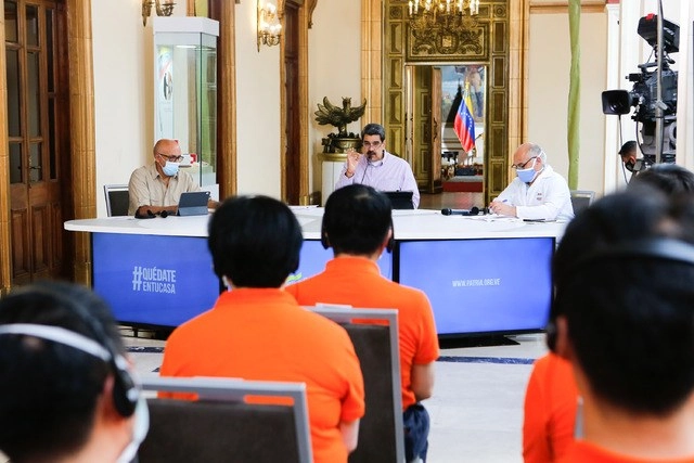 Nicolás Maduro, presidente de Venezuela en conferencia en el Palacio de Miraflores. Foto Xinhua