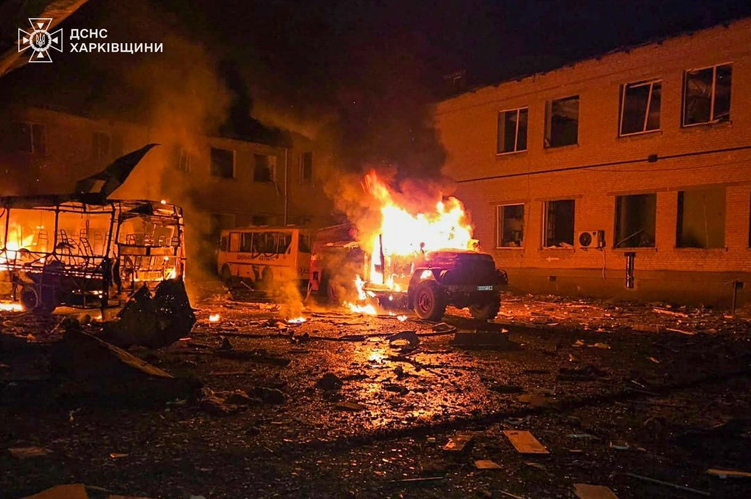 Ataque de un dron ruso en Bohodukhiv, región de Kharkiv, Ucrania, el 15 de marzo de 2025.