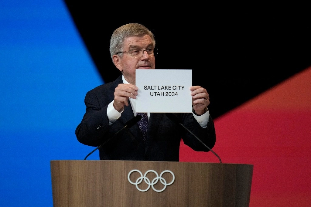 El Comité Olímpico Internacional atribuyó a Salt Lake City los Juegos de Invierno de 2034, una segunda edición olímpica en solo seis años en Estados Unidos tras los de Verano de Los Ángeles 2028. La imagen, del 24 de julio de 2024. Foto Ap / Natacha Pisarenko / Pool