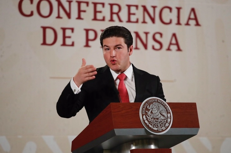 El gobernador de Nuevo León, Samuel García, en Palacio Nacional. Foto Cristina Rodíguez / Archivo