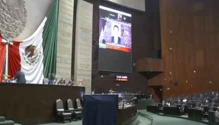 Sesión en San Lázaro durante la presentación de reservas a la ley de hidrocarburos, el 15 de abril de 2021. Imagen tomada del video a través del Twitter de @Mx_Diputados