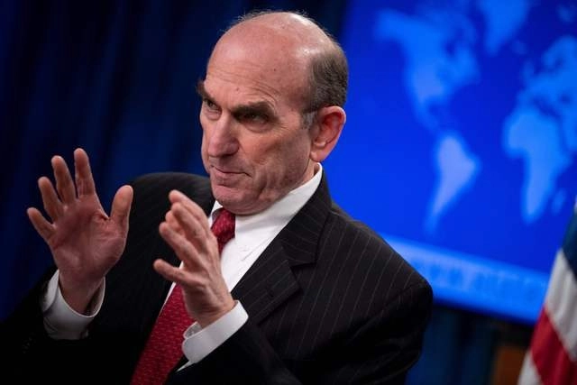 El representante especial de EU para Venezuela, Elliott Abrams, durante el anuncio de sanciones contra Rosneft. Foto Afp 