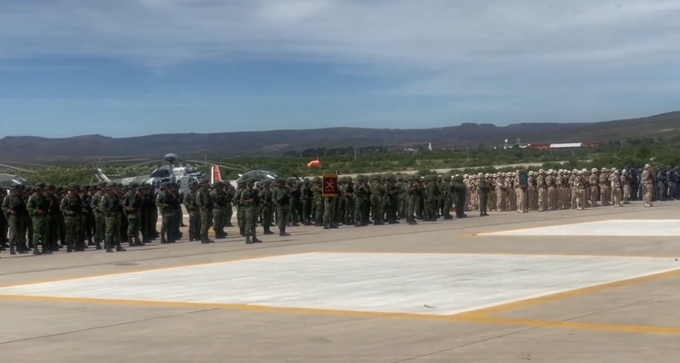 Imagen de elementos del Ejército y de la Guardia Nacional durante el ejercicio, el 14 de junio de 2023. Foto tomada de un video difundido a través de Twitter @RicardoMonrealA