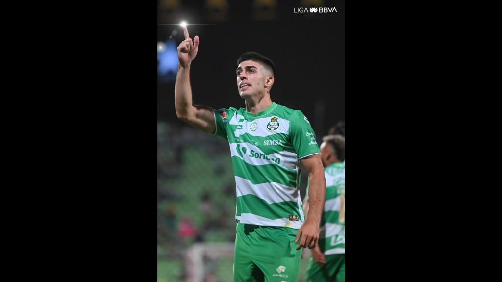 Con un doblete de Juan Brunetta, Santos Laguna goleó 5-1 a FC Juárez. Foto tomada de X @LigaBBVAMX 