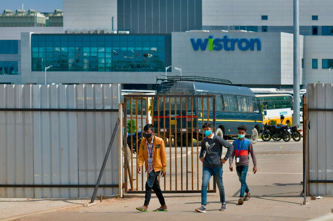 La fábrica de Wistron de iPhone administrada por taiwaneses en Narsapura, a unos 60 km de Bangalore el 13 de diciembre de 2020. Foto Afp