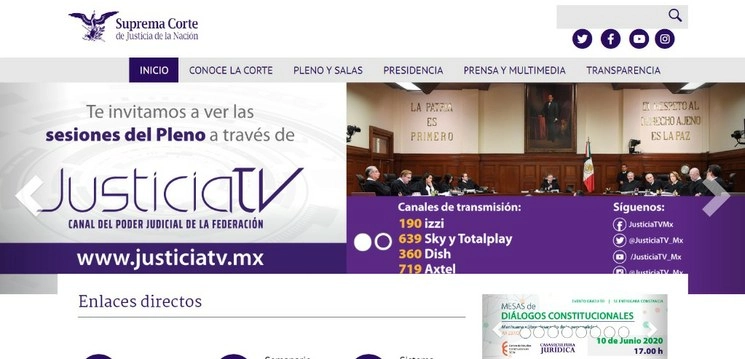 El sitio web de la Suprema Corte de Justicia de la Nación (SCJN) sufrió una serie de ataques cibernéticos que hicieron que saliera de servicio durante varias horas. Imagen tomada del sitio web https://www.scjn.gob.mx/