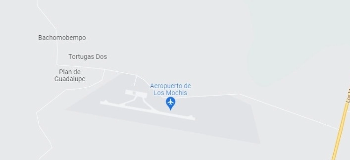 El desplome de la aeronave de Semar se registró en el aeropuerto de Los Mochis, Sinaloa. Imagen de Google Maps