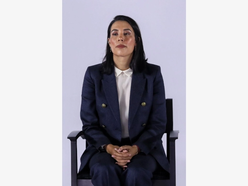 Josefina Rodríguez Zamora, la próxima secretaria de Turismo, durante el anuncio de la virtual presidenta electa, Claudia Sheinbaum, de nuevos integrantes de su gabinete, realizado en instalaciones del MIDE, en la Ciudad de México, el 18 de julio de 2024. Foto Marco Peláez