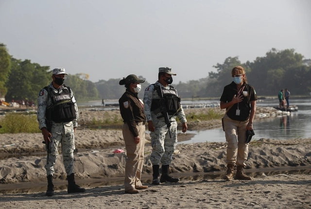 Despliegue del gobierno mexicano en la frontera sur, en el Río Suchiate, de Ciudad Hidalgo, en Chiapas, en imagen de archivo. Foto Víctor Camacho