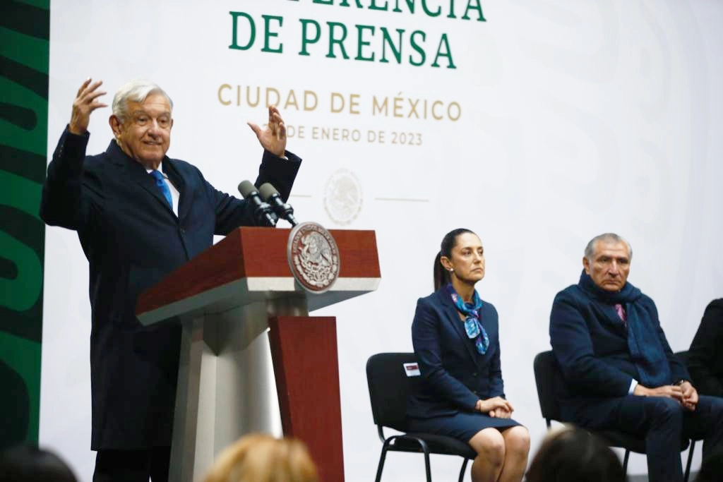El presidente Andrés Manuel López Obrador durante su conferencia de prensa en el Palacio del Ayuntamiento de la Ciudad de México, el 20 de enero de 2023. Foto José Antonio López