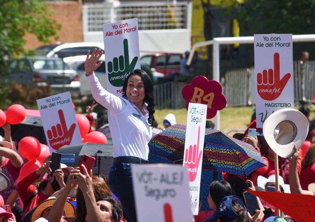 Alejandra del Moral presentó sus propuestas en favor de las mujeres y su protección denominada “Agenda Violeta”. Foto Cuartoscuro