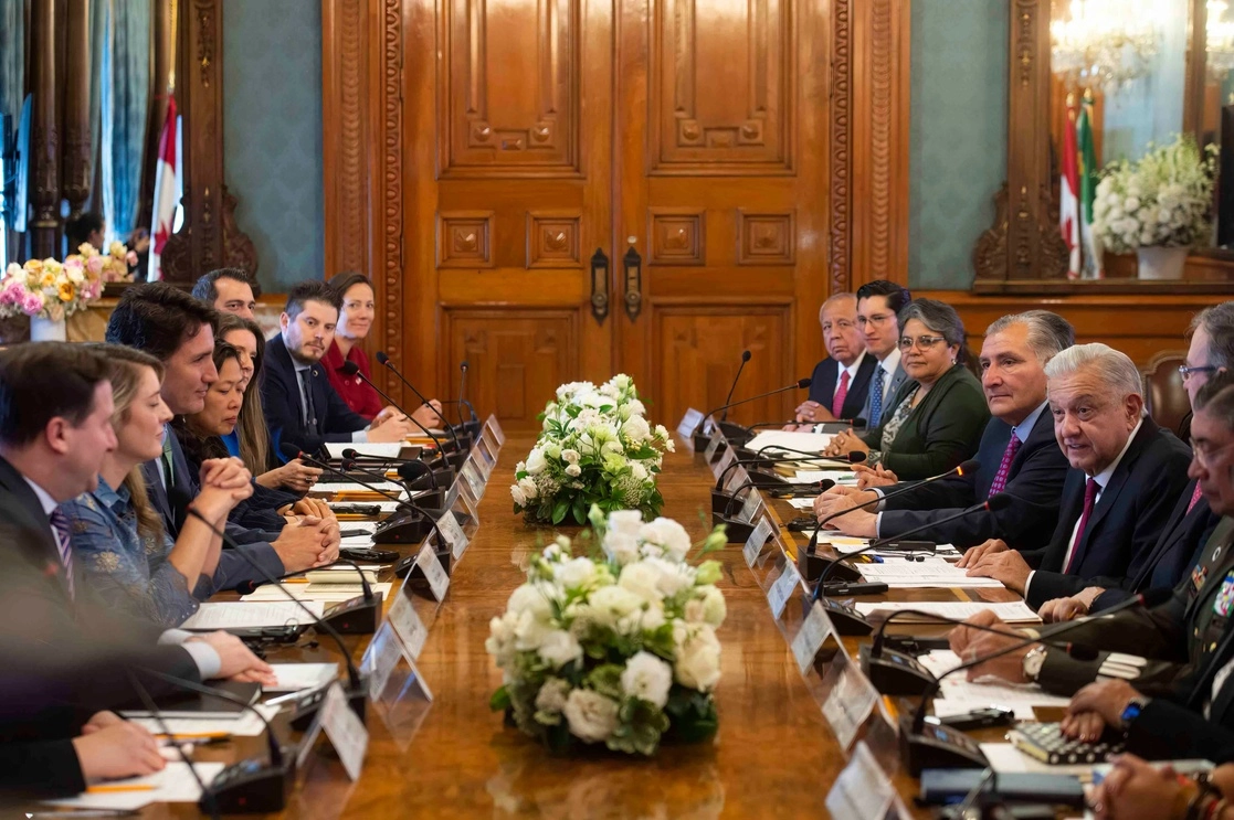 Durante la reunión bilateral encabezada por el presidente López Obrador y el primer ministro canadiense, Justin Trudeau, en Palacio Nacional, el 11 de enero de 2023. Foto cortesía Presidencia 