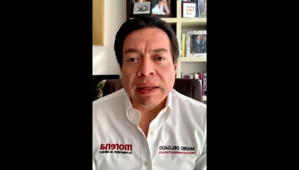Tras ser electo, Mario Delgado anunció que llamará a Porfirio Muñoz Ledo. La imagen proviene de la transmisión de su mensaje.