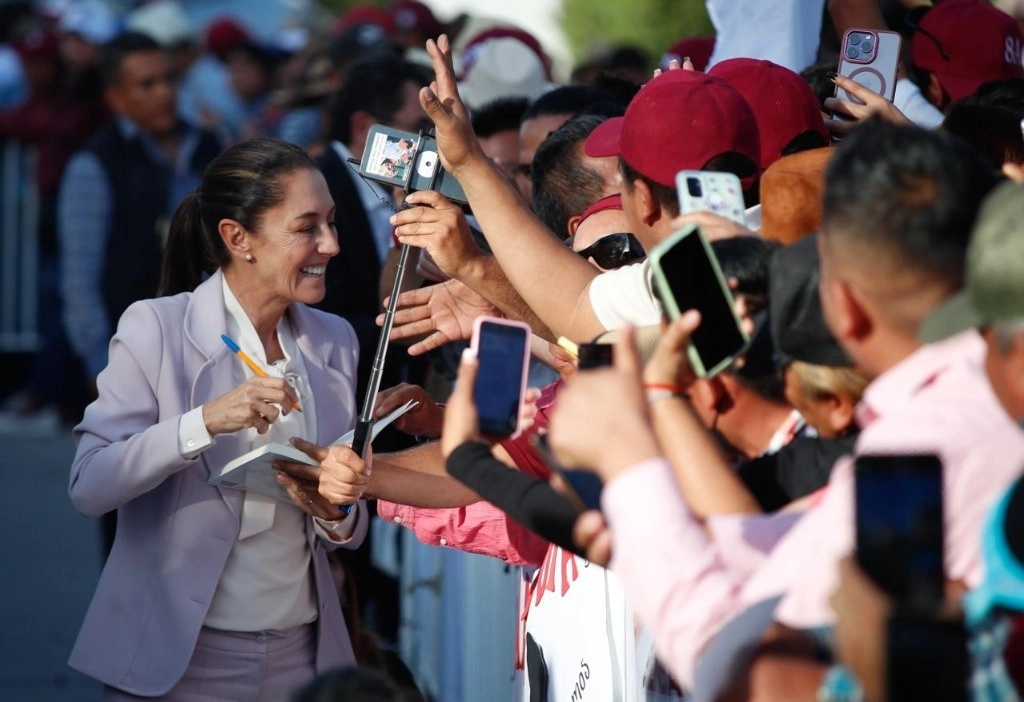 La candidata de Sigamos Haciendo Historia a la Presidencia, Claudia Sheinbaum durante el mitin en Tula, Hidalgo. Foto Cristina Rodríguez