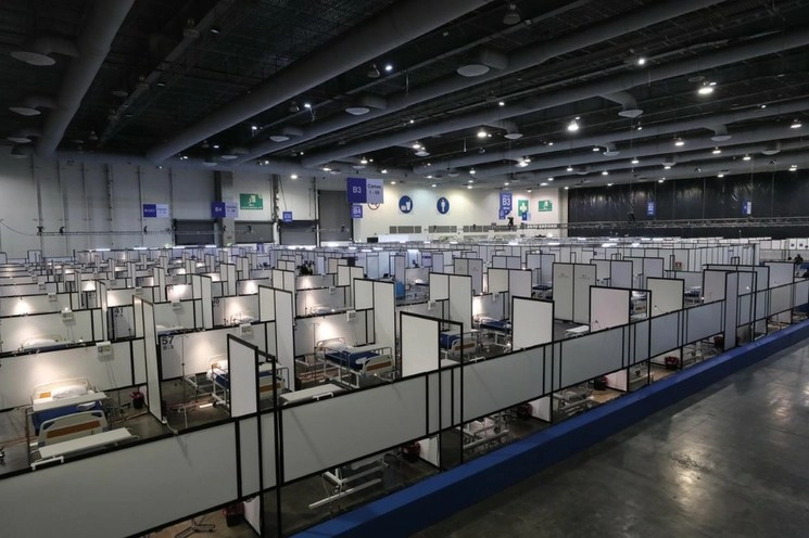 Hospital temporal para el tratamiento del coronavirus Covid-19 en el Centro Banamex, Ciudad de México. Foto Marco Peláez/ archivo