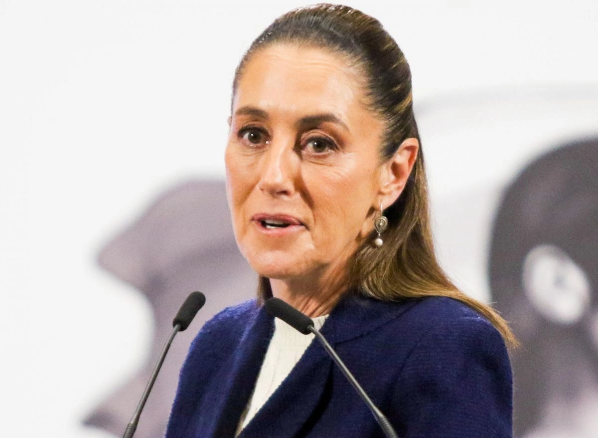 La presidenta Claudia Sheinbaum, durante su conferencia de este lunes desde Palacio Nacional 