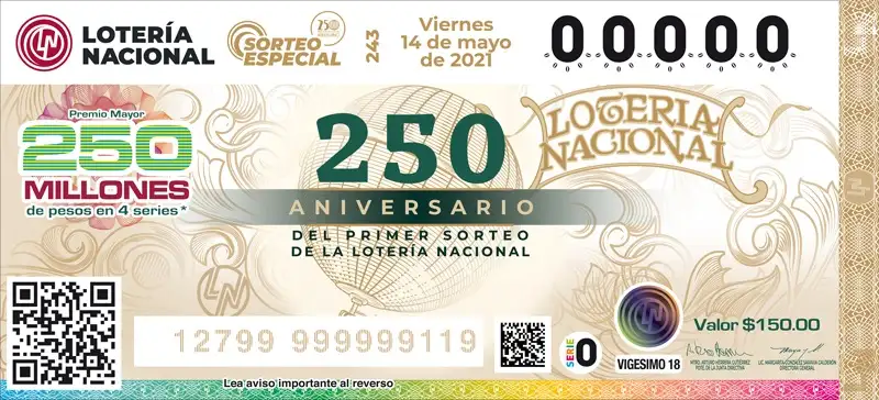 Así es el boleto del 250 aniversario. Foto cortesía