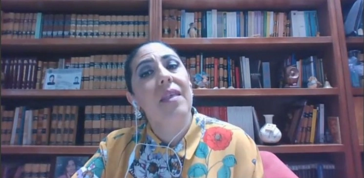 La consejera electoral del INE, Claudia Zavala durante videoconferencia