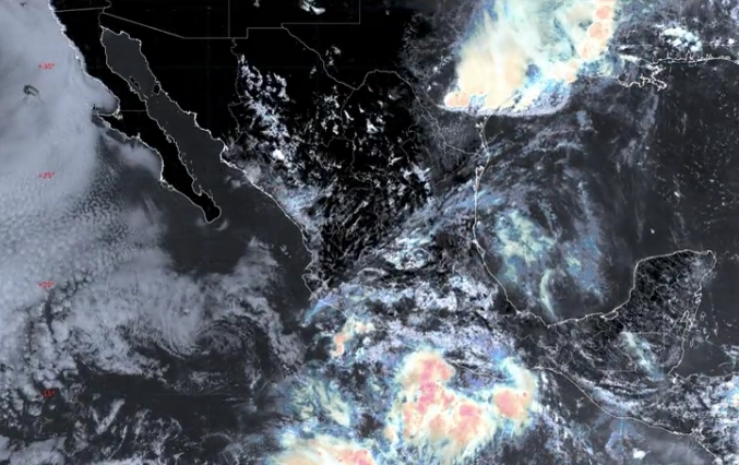 El sistema ocasionaría lluvias intensas y rachas de viento de entre 40 a 60 kilómetros por hora. Imagen tomada de la cuenta de X