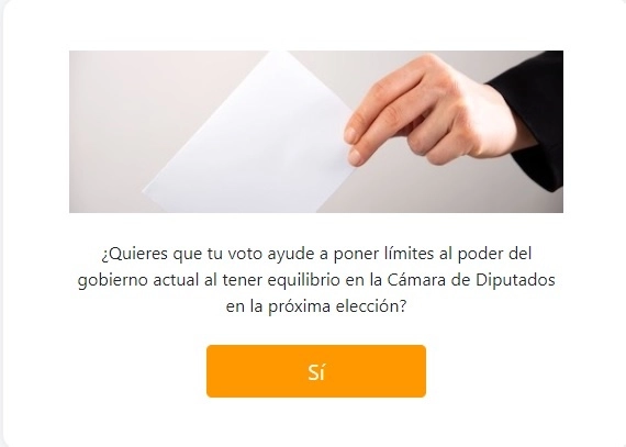 El sitio web es para determinar a la "intención de voto”. Imagen tomada del sitio web https://voto-util.web.app/