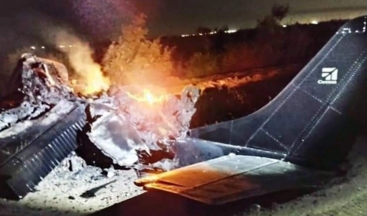 Los dos tripulantes de la avioneta fallecieron en el accidente ocurrido aproximadamente a las 23:00 horas del 20 de julio de 2021. Foto cortesía Lindero Norte
 