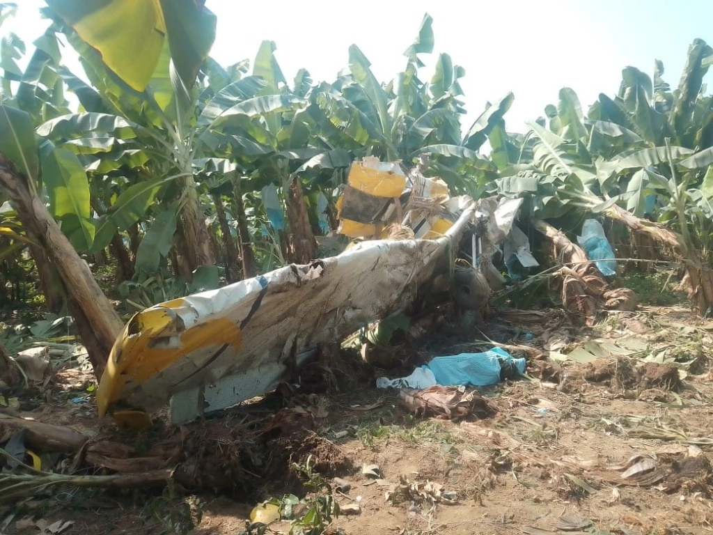 La aeronave con matrícula XB-XEB de la empresa Aviación ALTDI Fumigación cayó en plantaciones de banano del rancho San Isidro. Foto ‘La Jornada’
