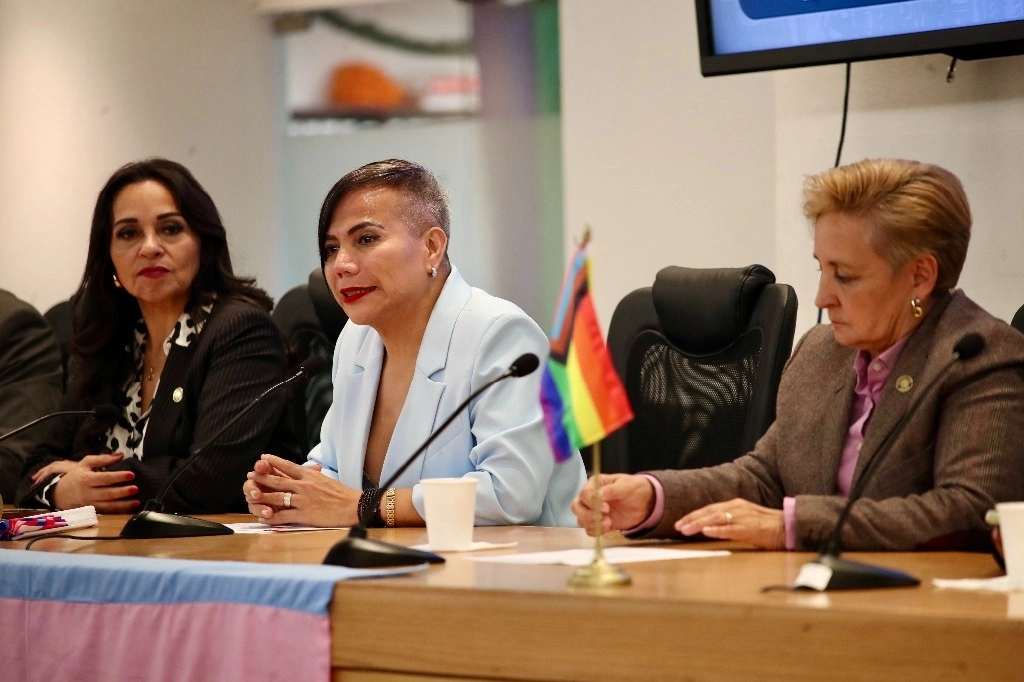 La diputada Salma Luevano (centro) durante el homenaje póstumo a le magistrade Ociel Baena en la Cámara de Diputados, el 28 de noviembre de 2023. Foto Yazmín Ortega Cortés