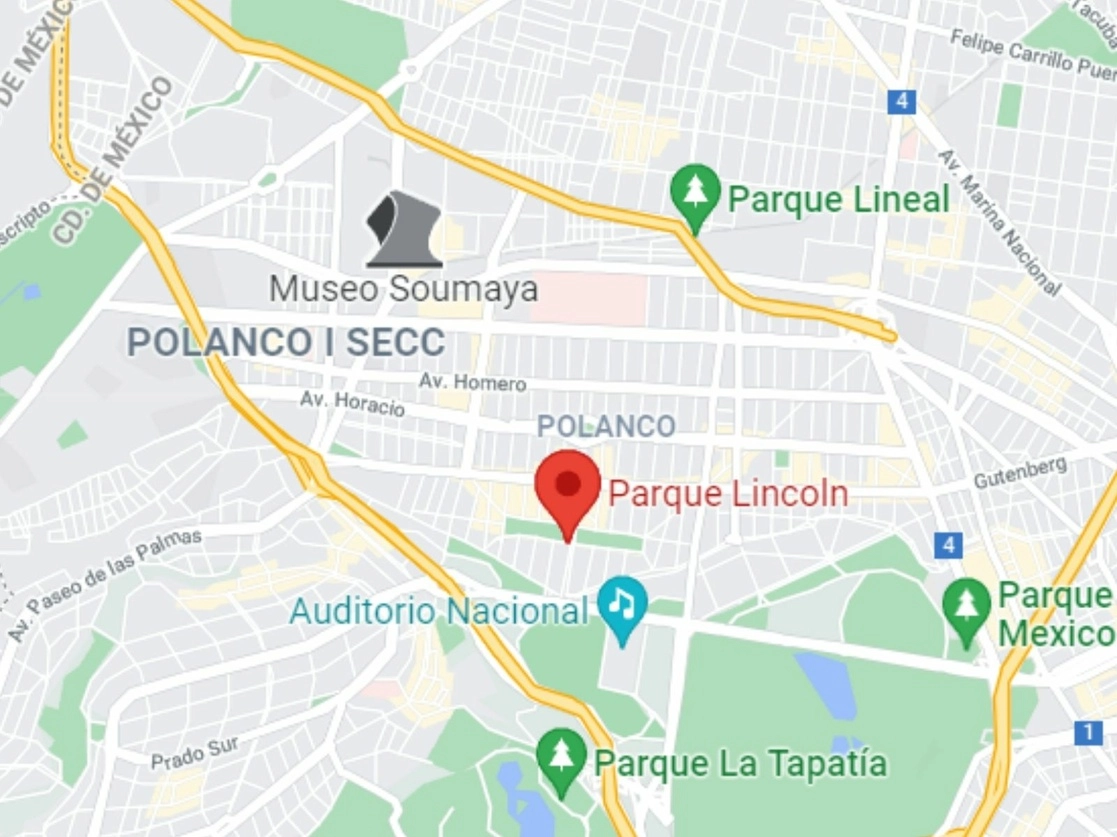 El enfrentamiento fue en las inmediaciones del parque Lincoln, en Polanco. Imagen tomada de Google Maps