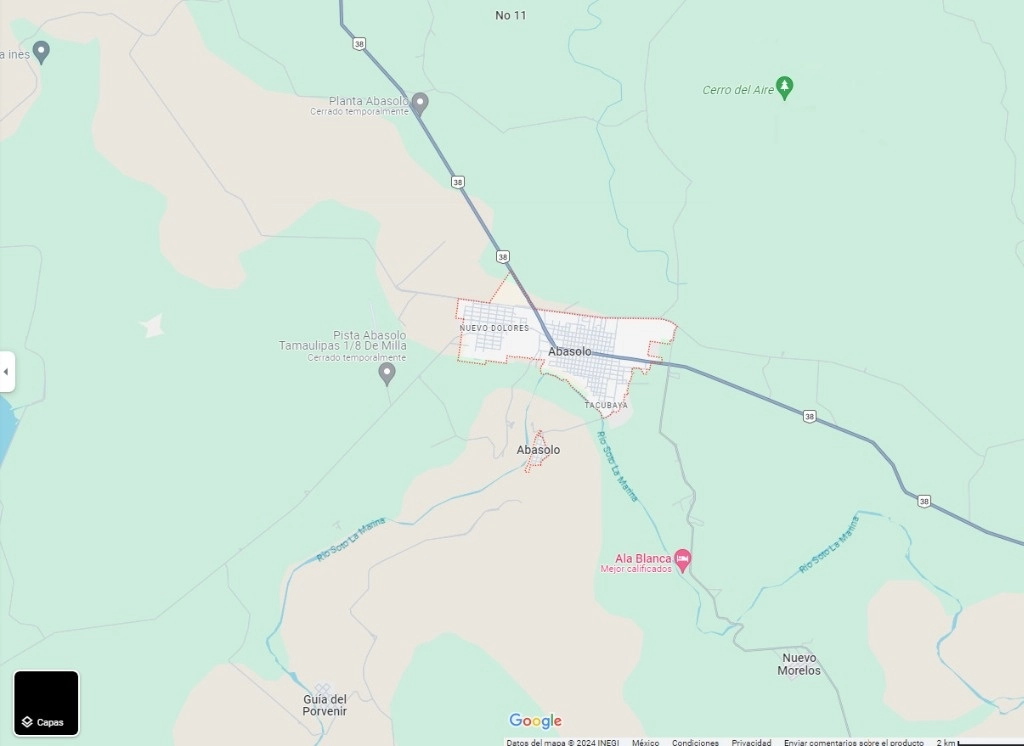 Tres pistoleros murieron y ocho resultaron heridos durante un enfrentamiento con Policías de la Guardia Estatal ocurrido el domingo en el municipio de Abasolo. Imagen tomada de Google Maps
