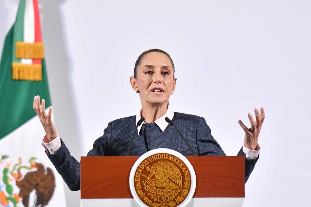 La presidenta Claudia Sheinbaum, durante su conferencia de prensa desde Palacio Nacional. Foto Cuartoscuro 