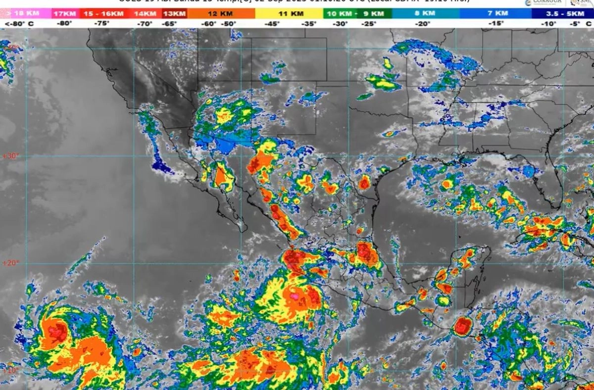 Trayectoria de la Depresión Tropical Doce-E, en el océano Pacífico. Imagen 